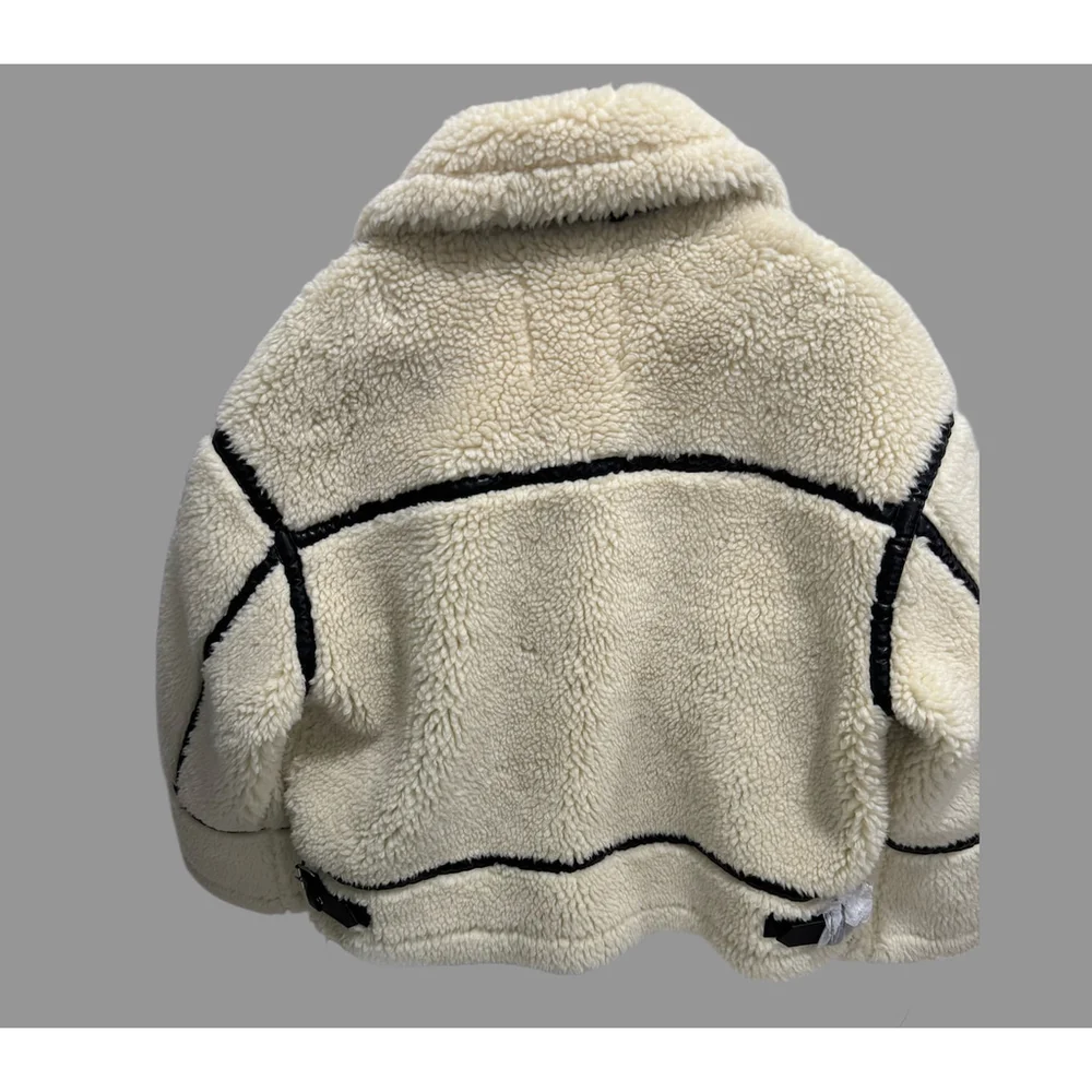 Zara Fleece Biker Jacket Size XS Not - Picture 10 of 11